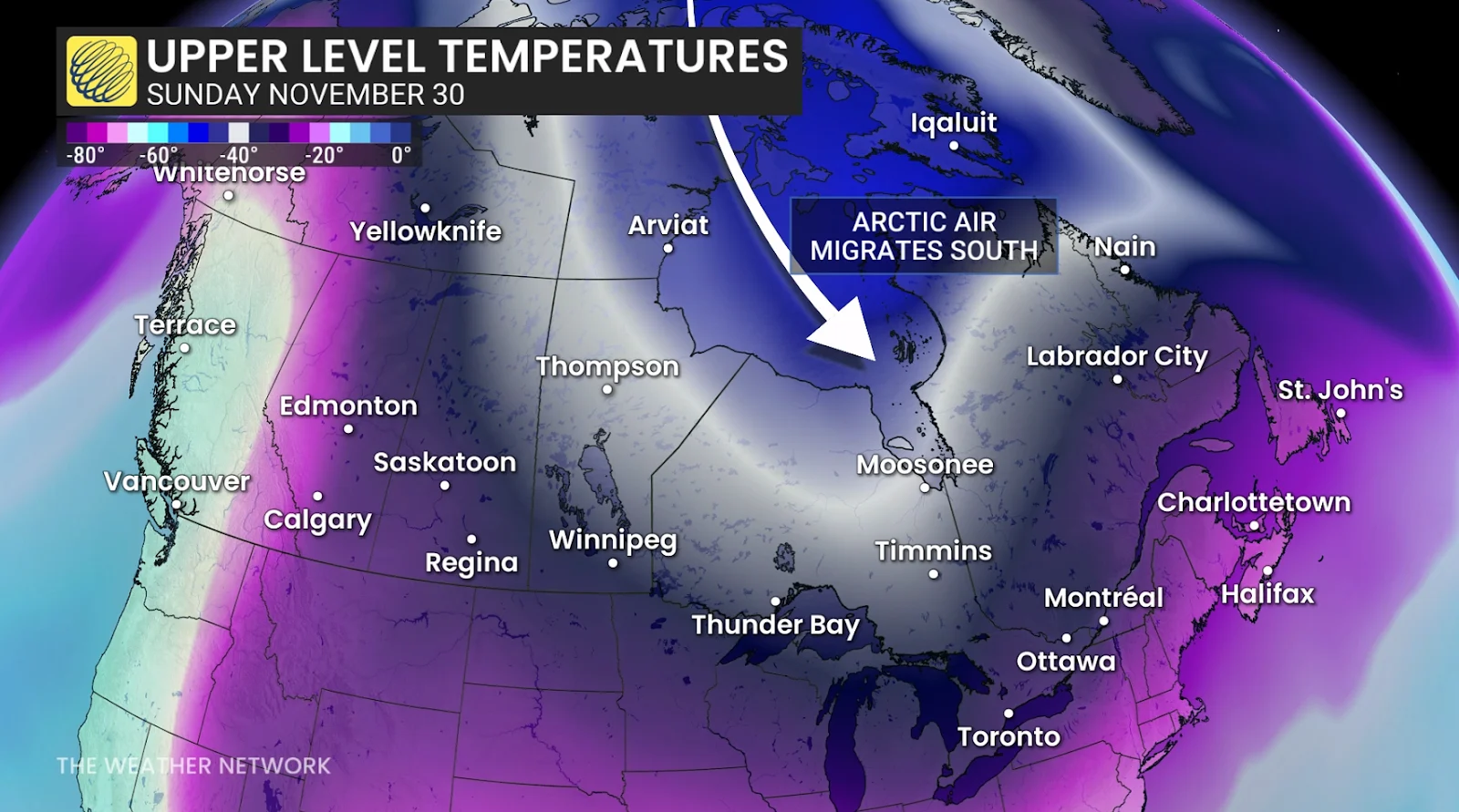 Upper Level Temperatures November 30