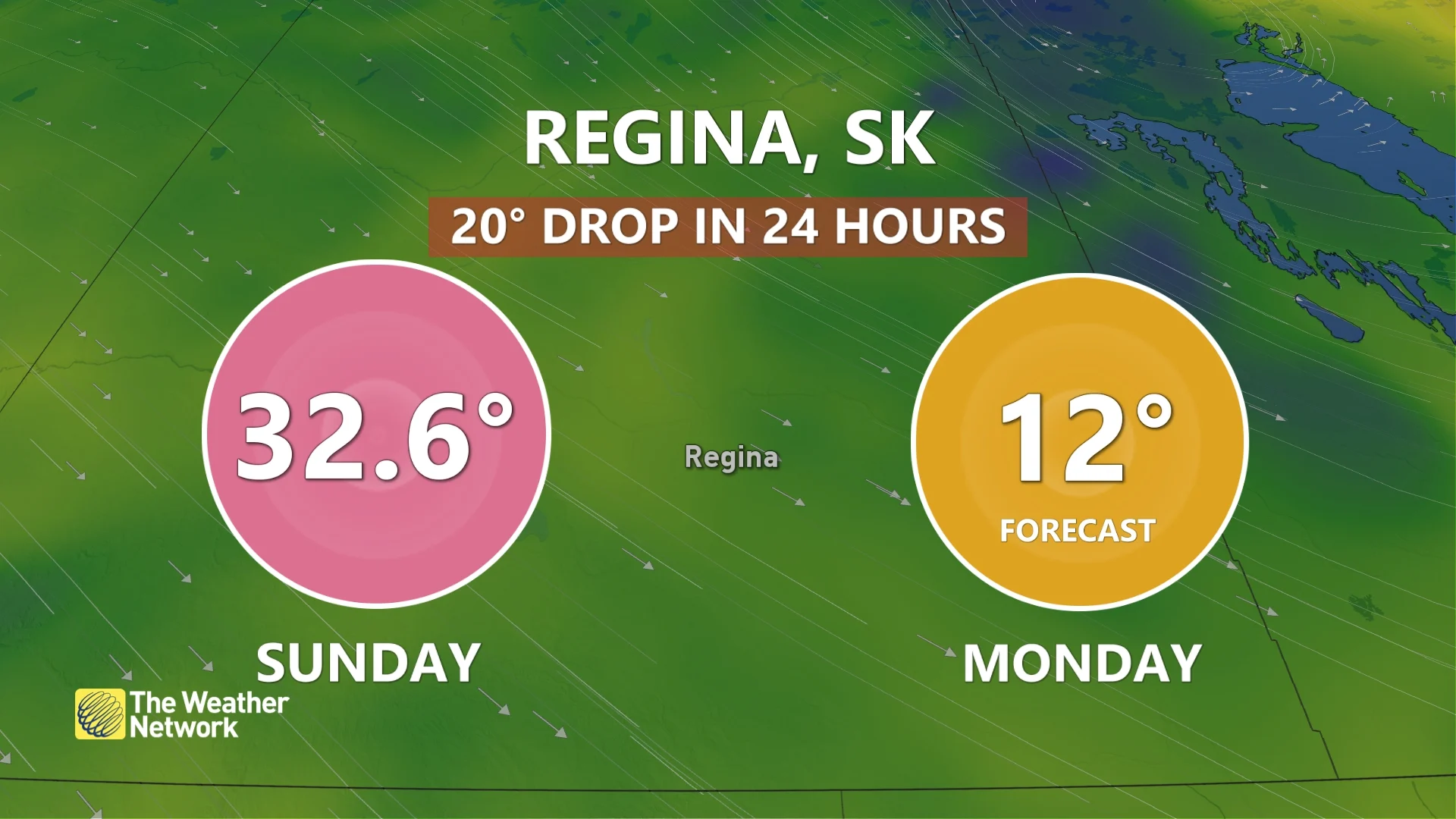 Regina temperature drop in 24 hours_Sept. 30