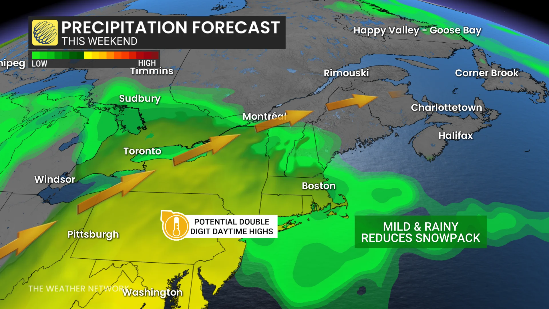 Eastern Canada precipitation forecast this weekend