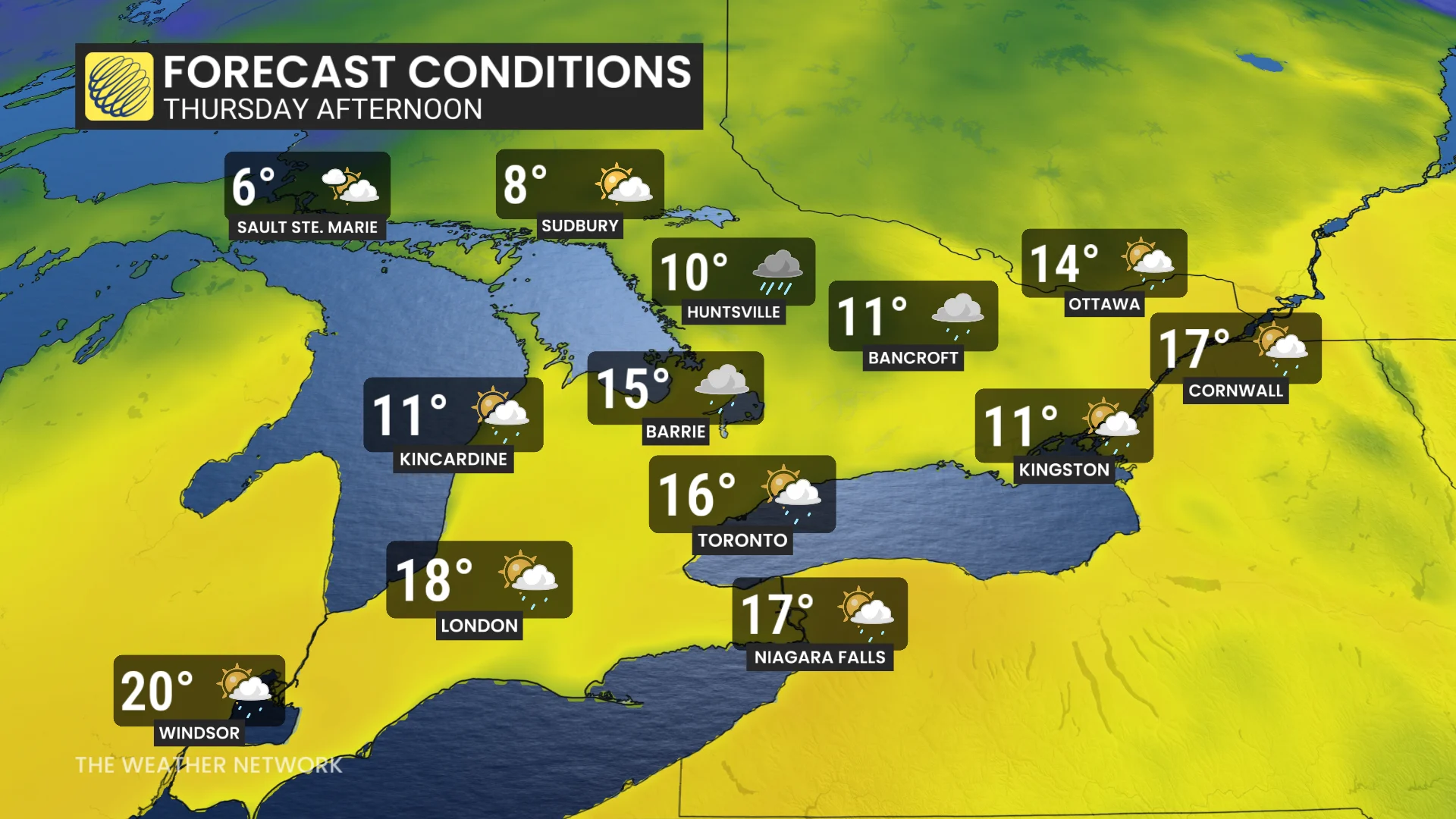 Baron - Thursday temperatures southern Ontario - April 8