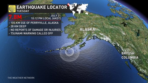 The Weather Network M7.8 earthquake near the Alaska