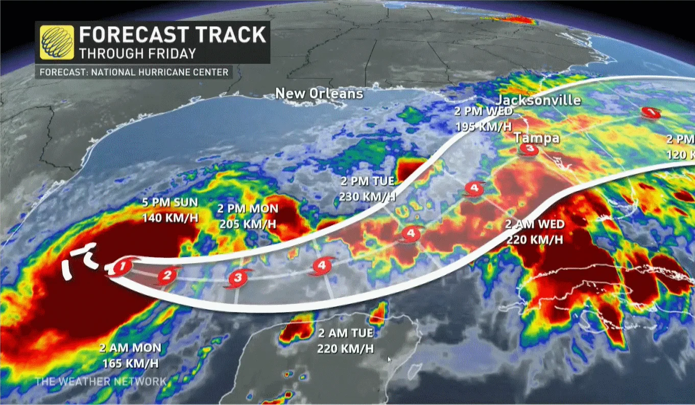 Milton forecast track Sunday PM