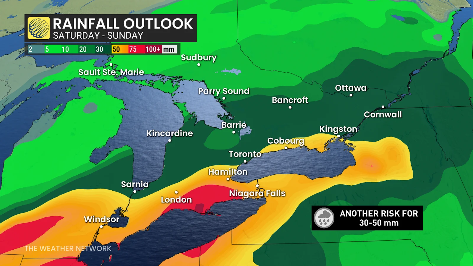 Ontario rainfall outlook weekend