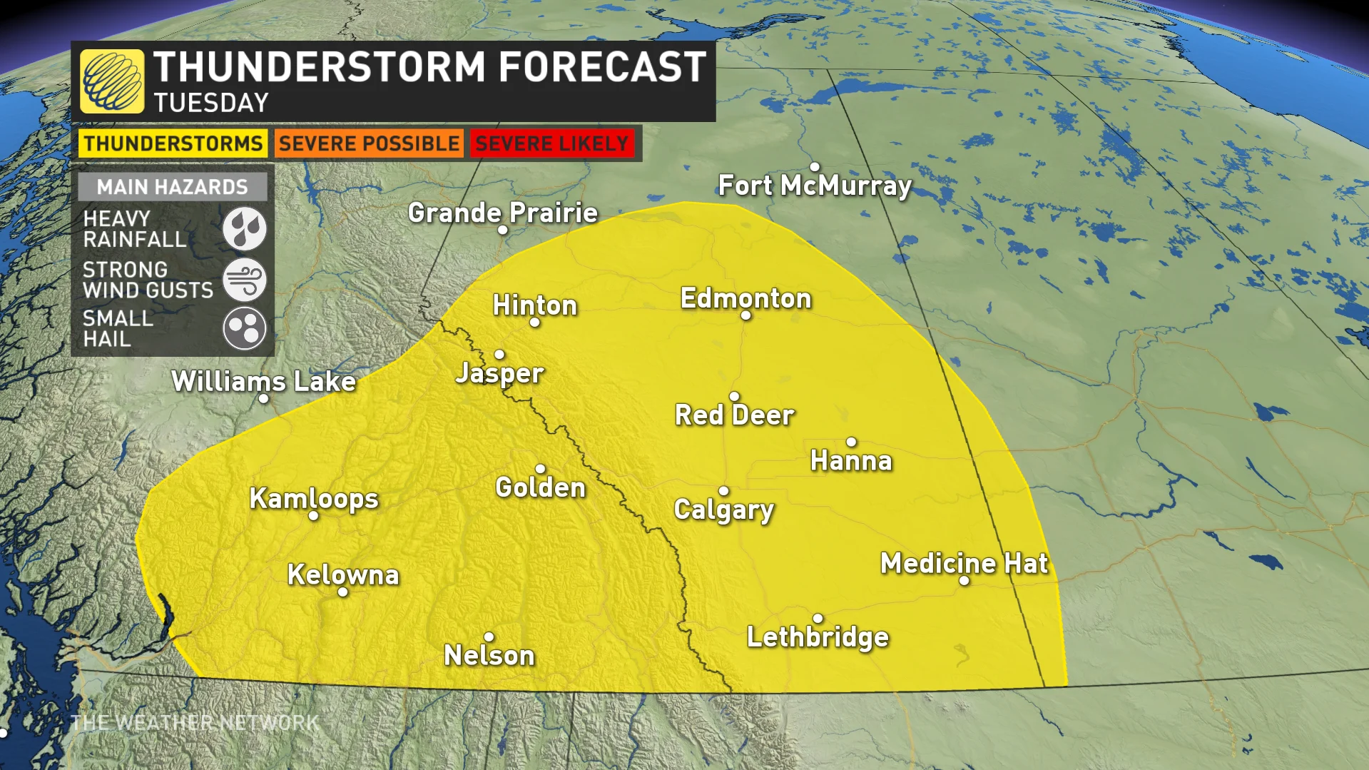 Alberta storm risk Tuesday Aug. 26 2024