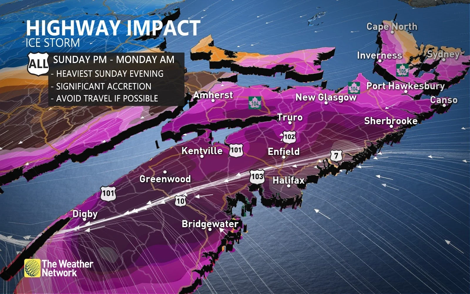 Nova Scotia freezing rain highway risks through Sunday night - Feb. 16, 2025