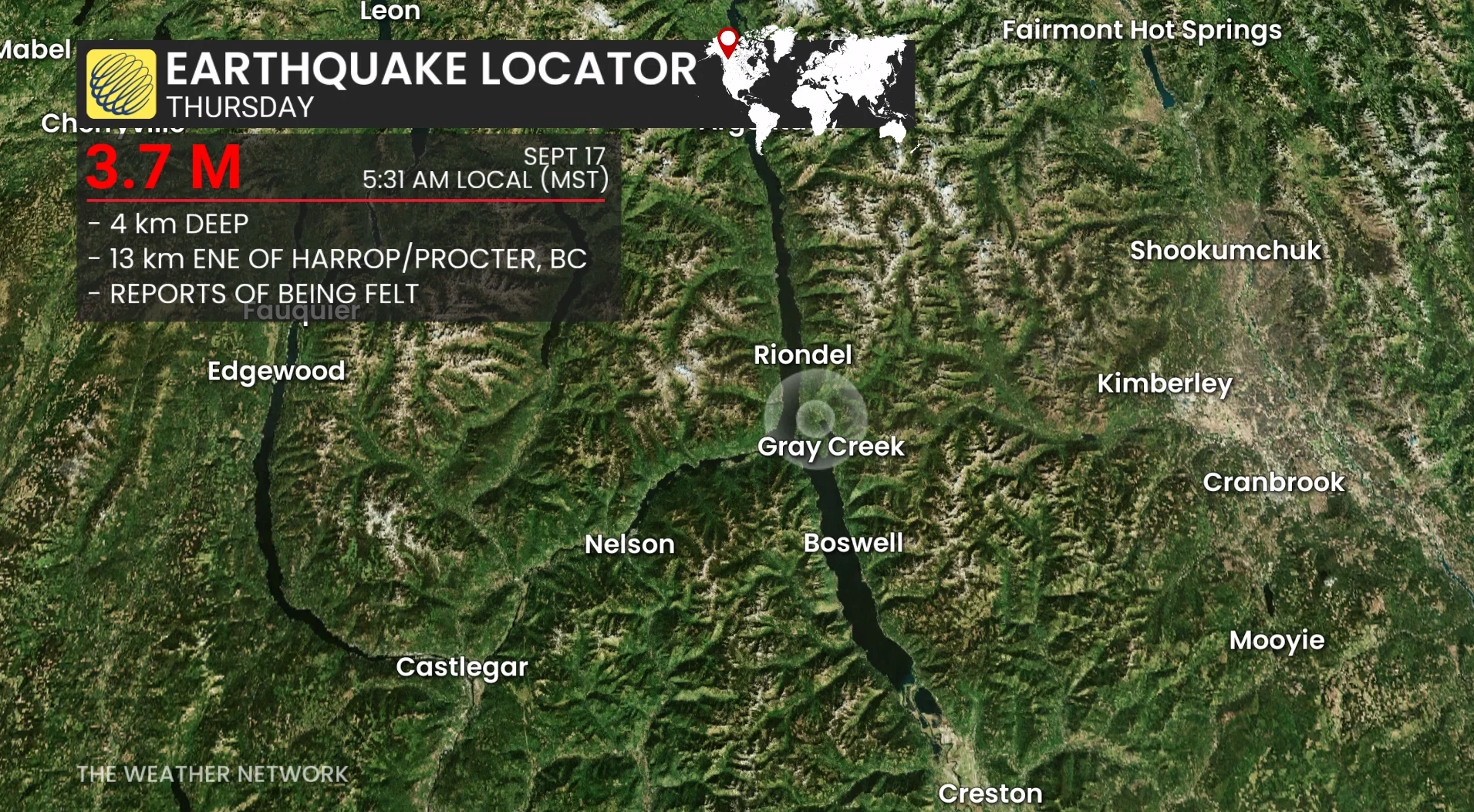 Baron - 3.7M earthquake BC - Sept 17