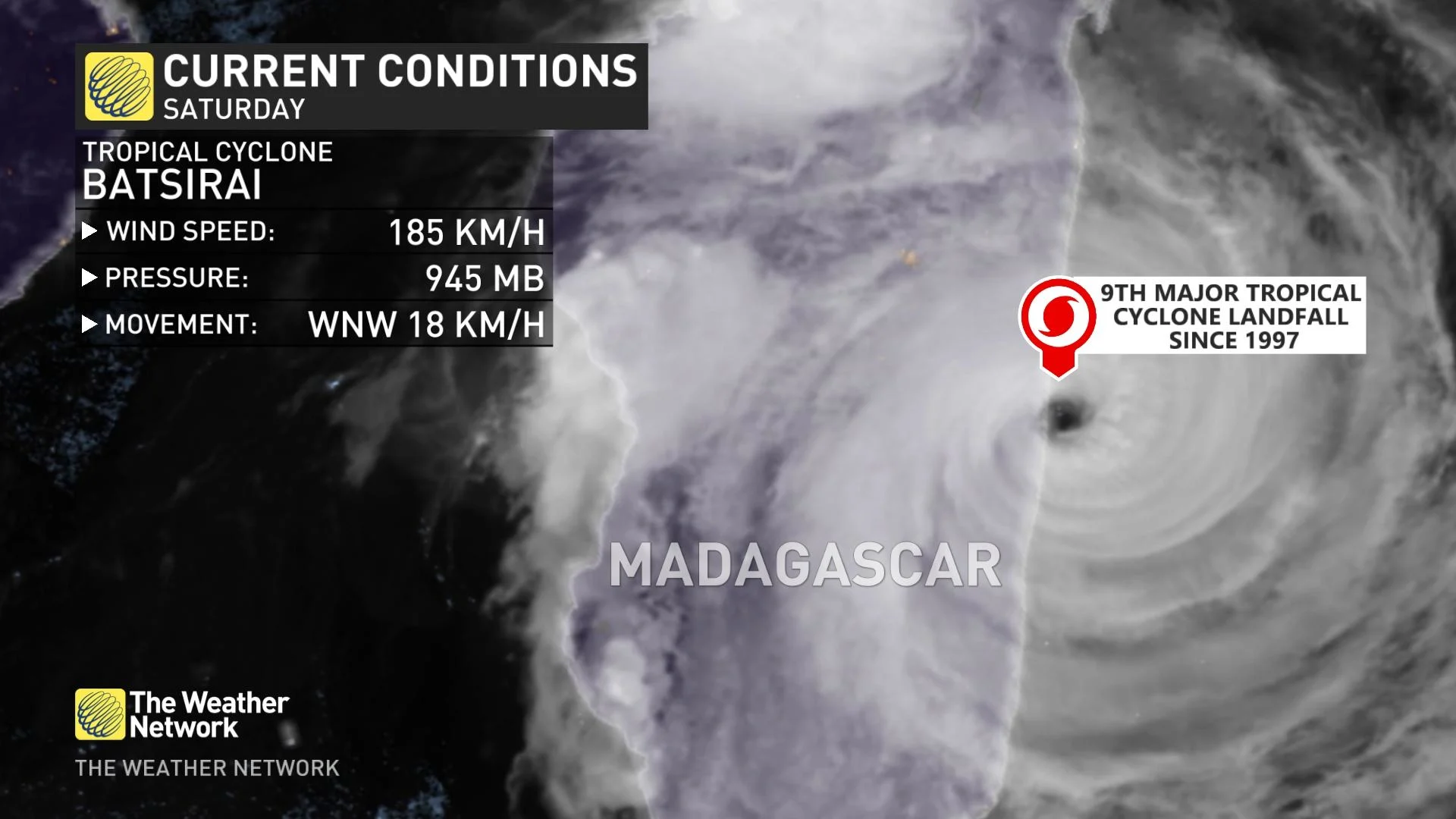 Cyclone Batsirai Madagascar Landfall Board