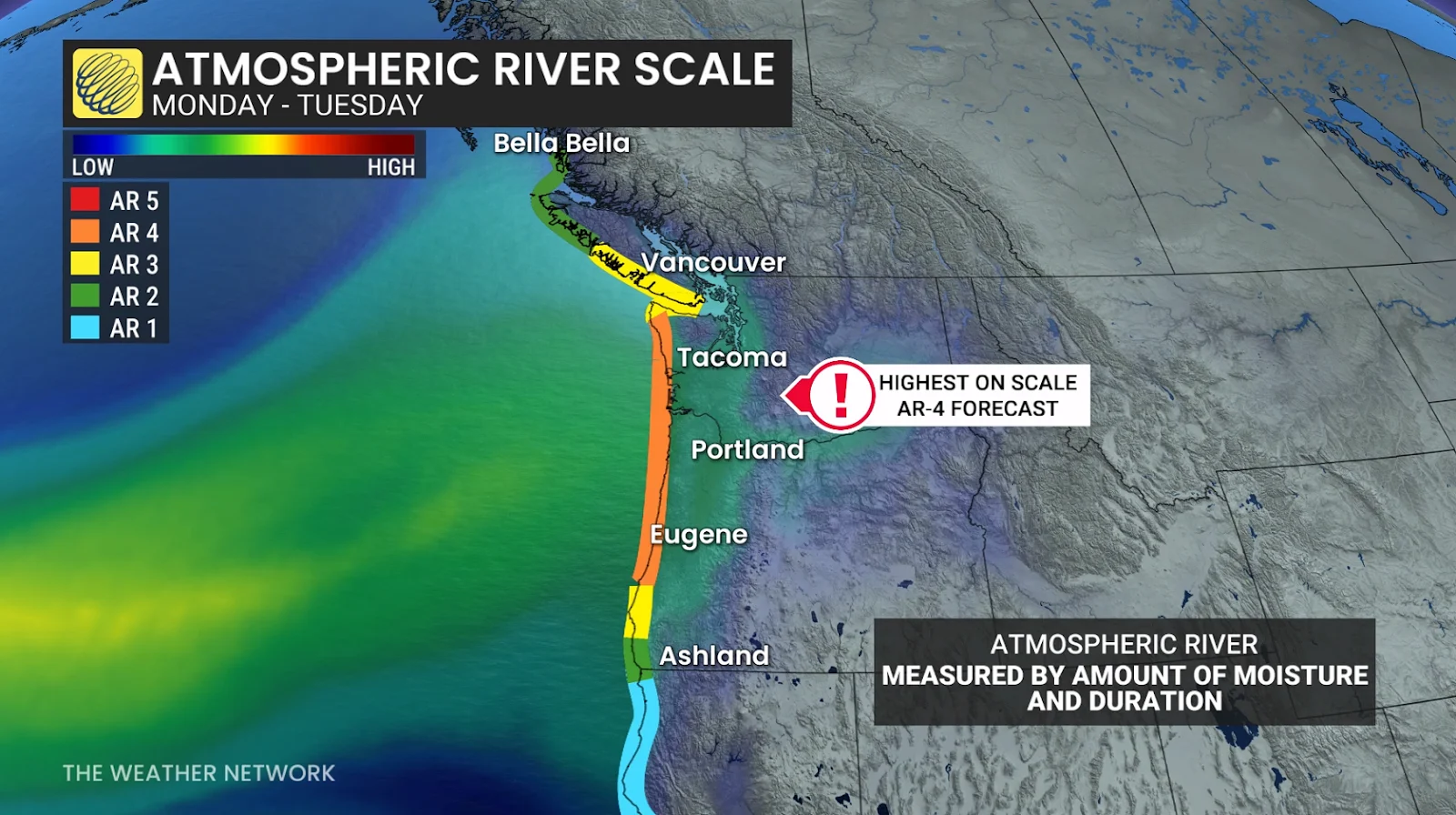 B.C./West Coast forecast atmospheric river intensity - Dec. 6, 2025