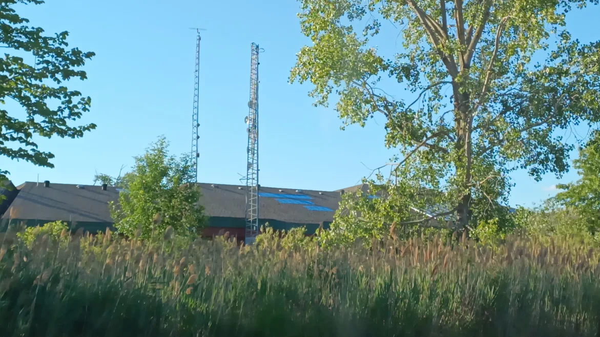 NTP - Photo of shingle damage and collapsed tower at Walpole Island - June 12