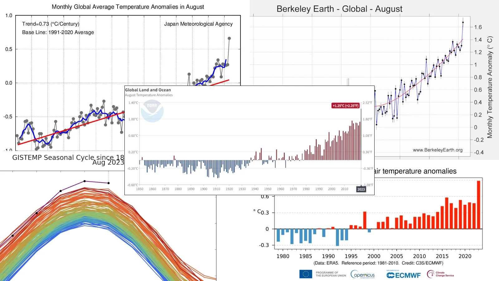Aug 2023 Temperature Anomaly collage