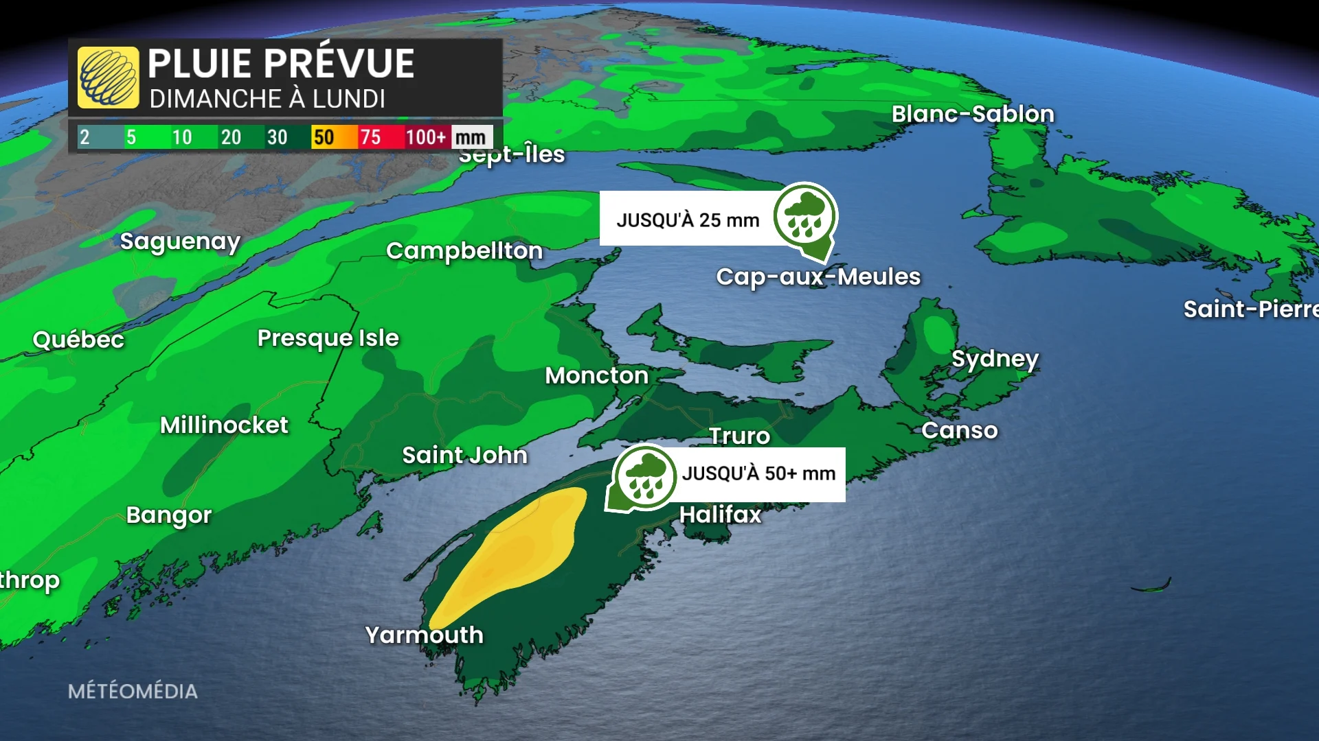 Forte tempête côtière aux portes du Québec dimanche
