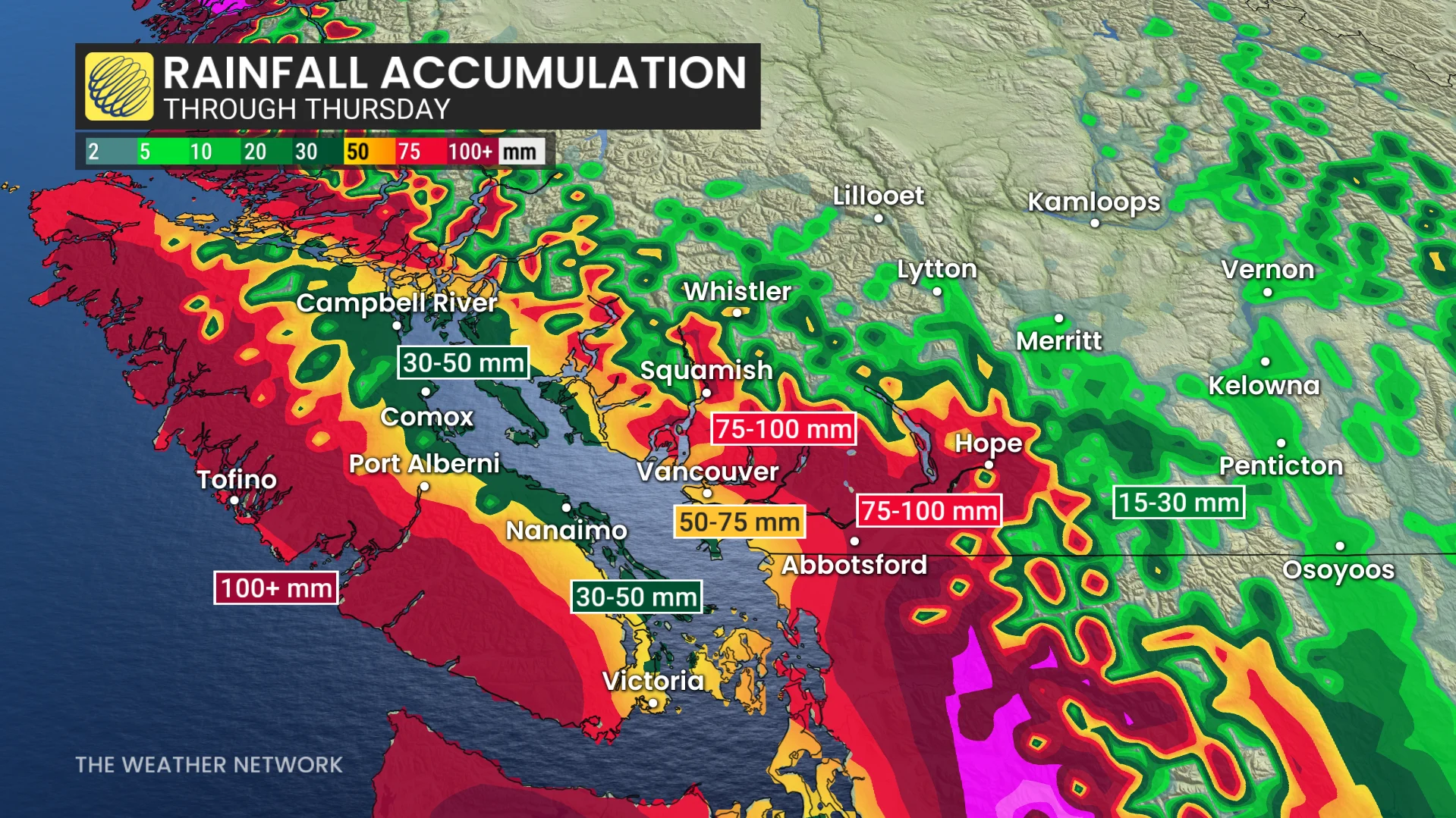B.C. South Coast rainfall this week