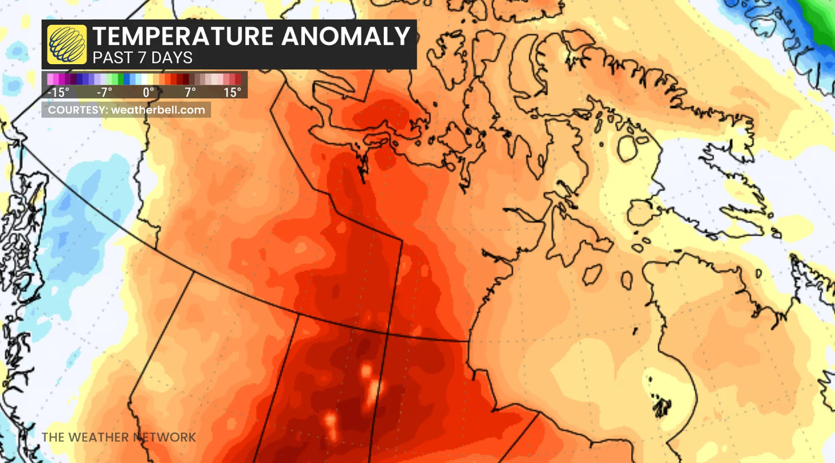 Northern Canada temperature anomaly