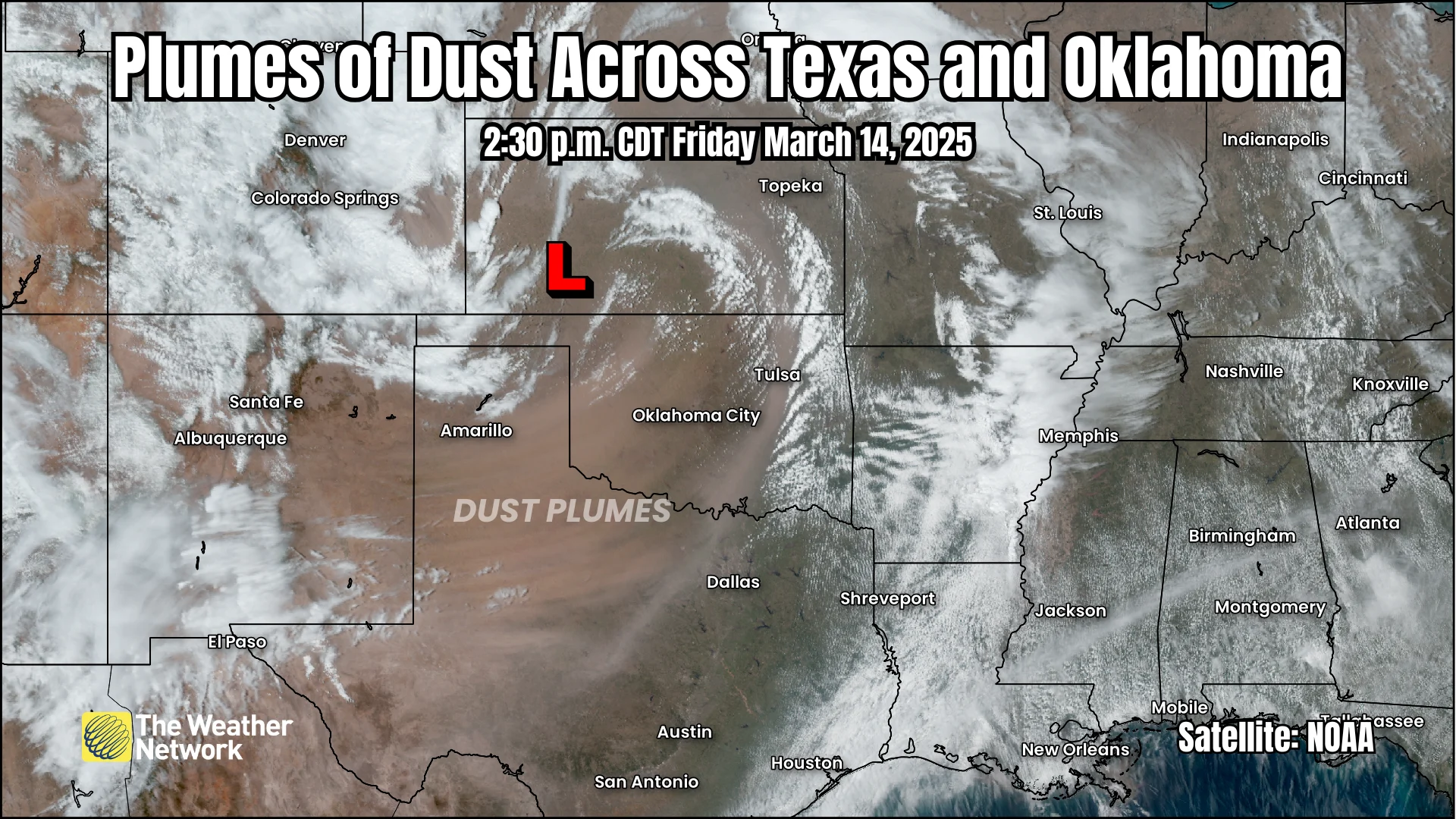 Texas Oklahoma Dust Plumes March 14 2025
