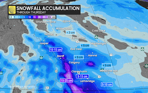 Springtime snowfall continues in Alberta with up to 20 cm - The Weather ...