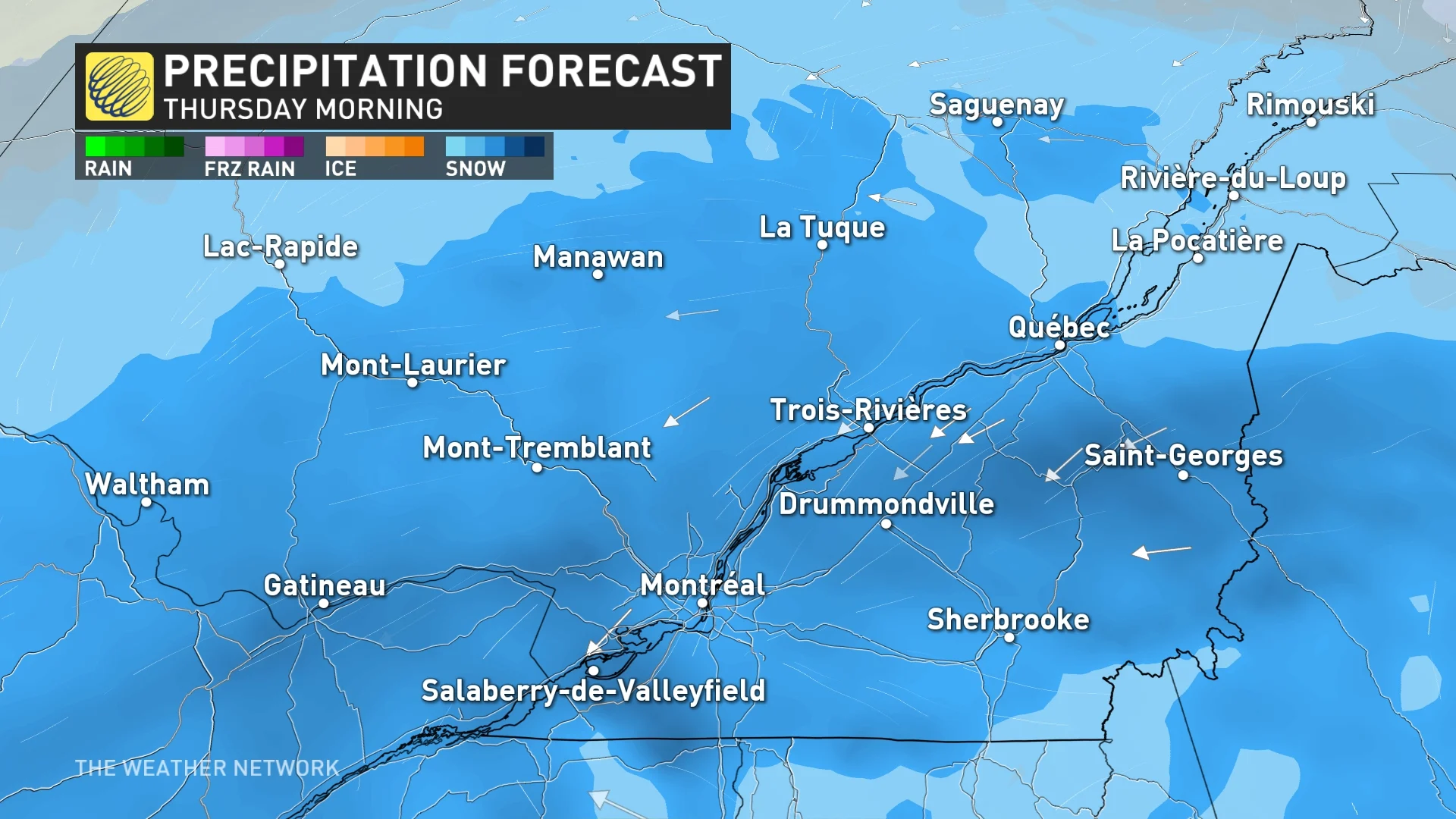 Baron - Quebec precipitation Thursday morning - Feb11