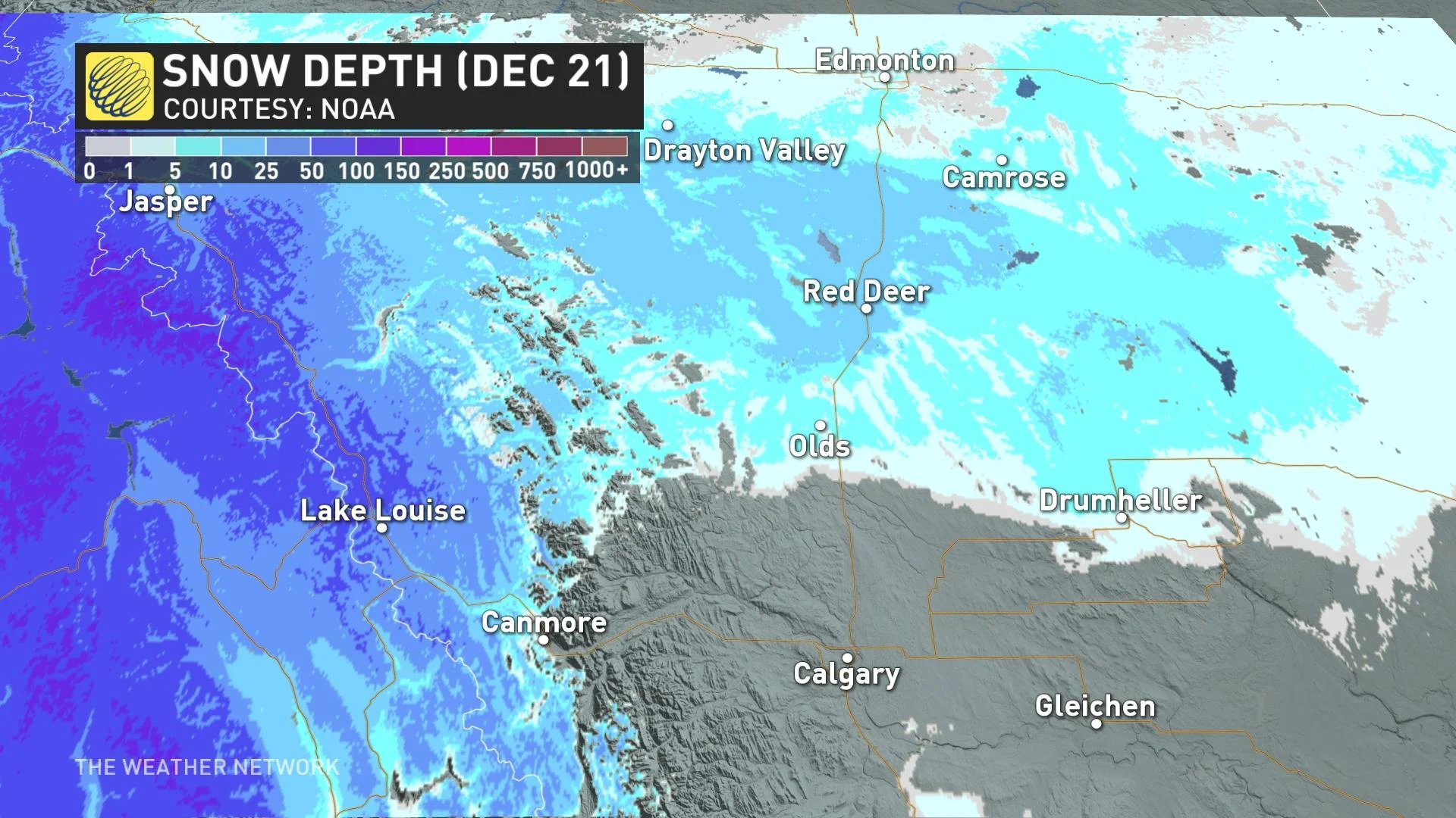 Alberta current snow depth