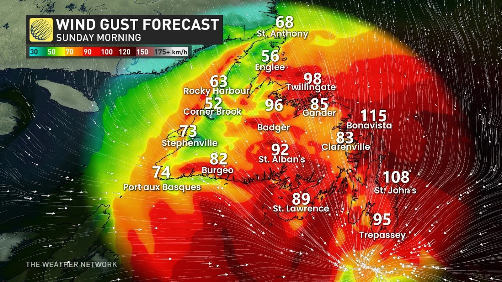 Atlantic Canada wind gust forecast