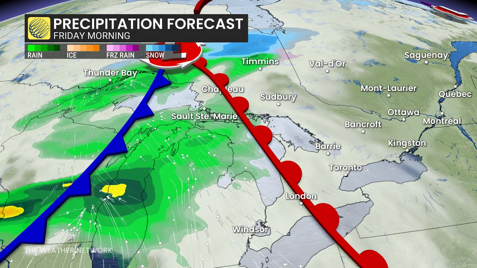Southern Ontario forecast radar precipitation Friday AM - April 15, 2025