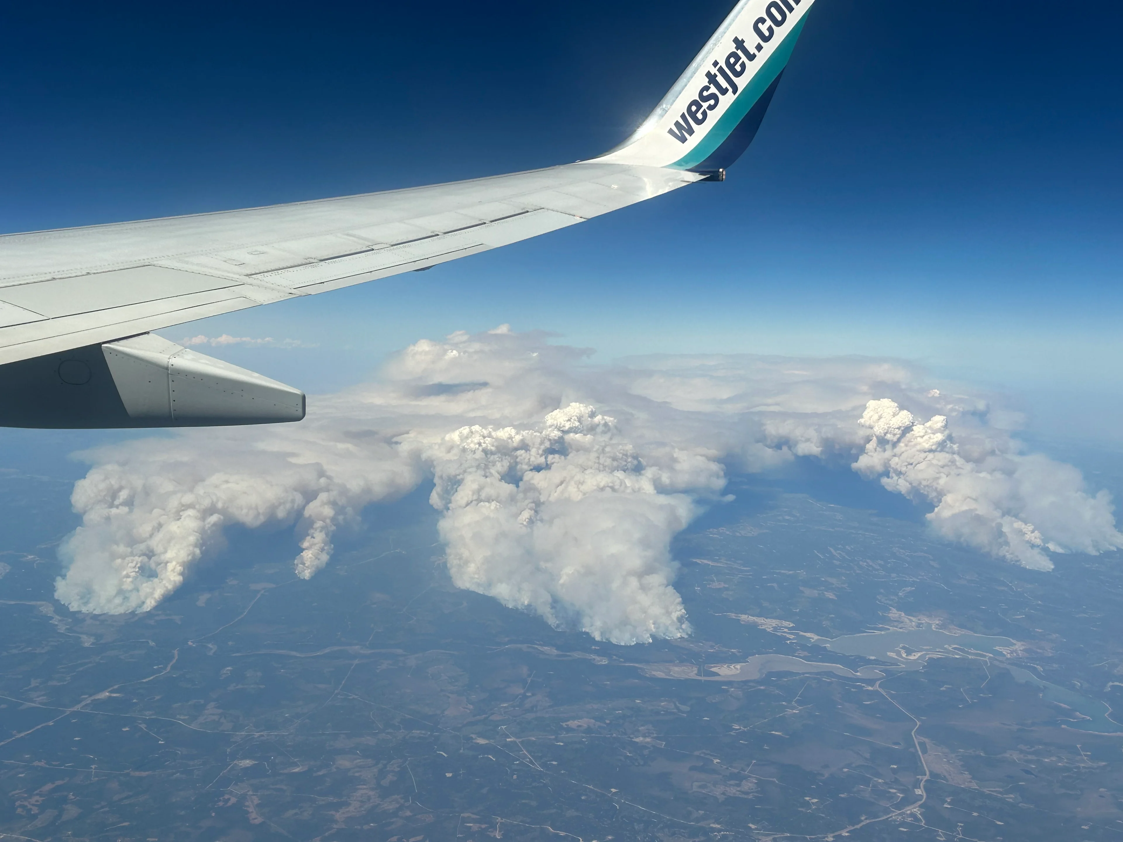 UGC/Soshi S. Aerial view of the smoke from wildfires near Drayton Valley, Alberta, May 5, 2023.
