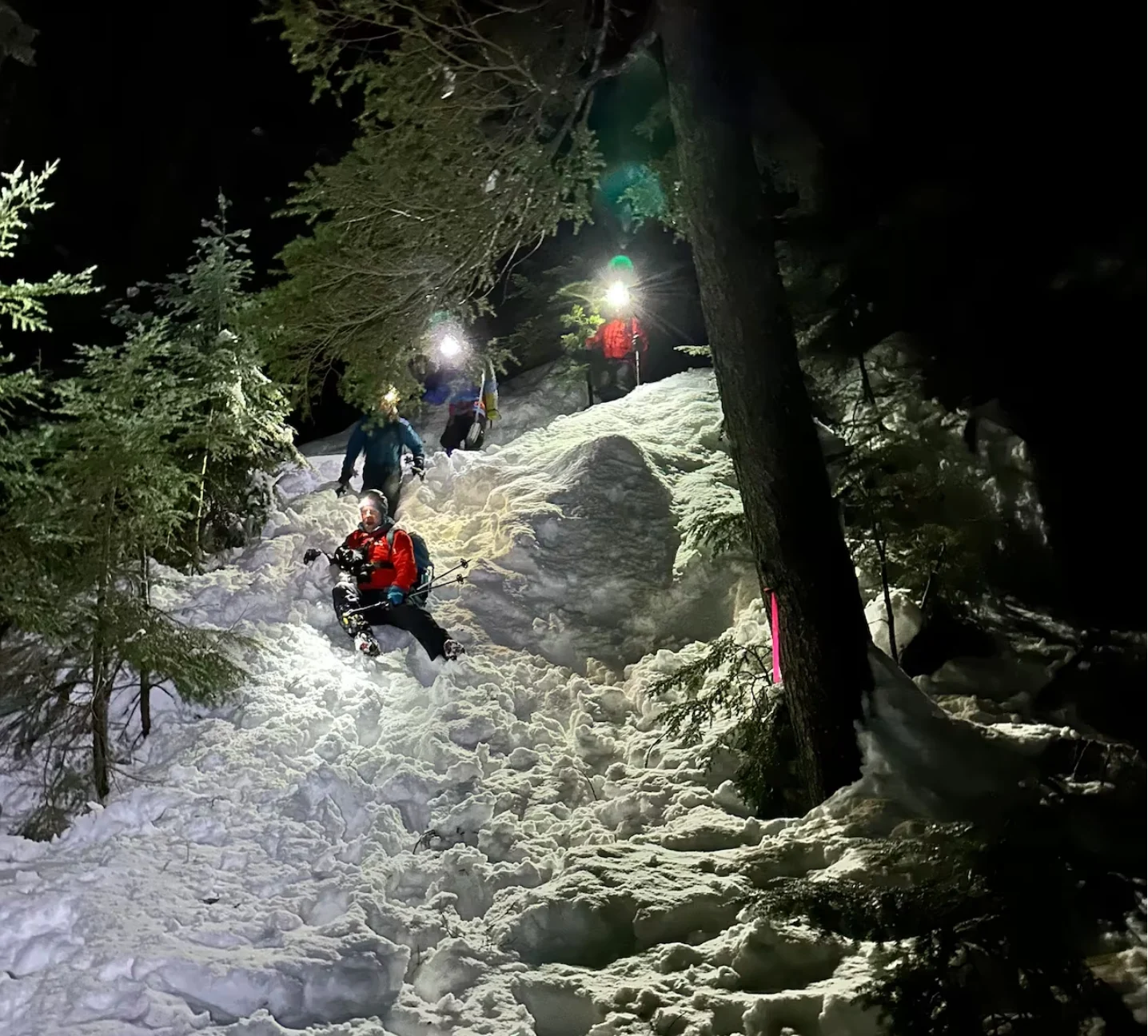 All five hikers were checked over by paramedics once they reached safety and later released. (North Shore Rescue)