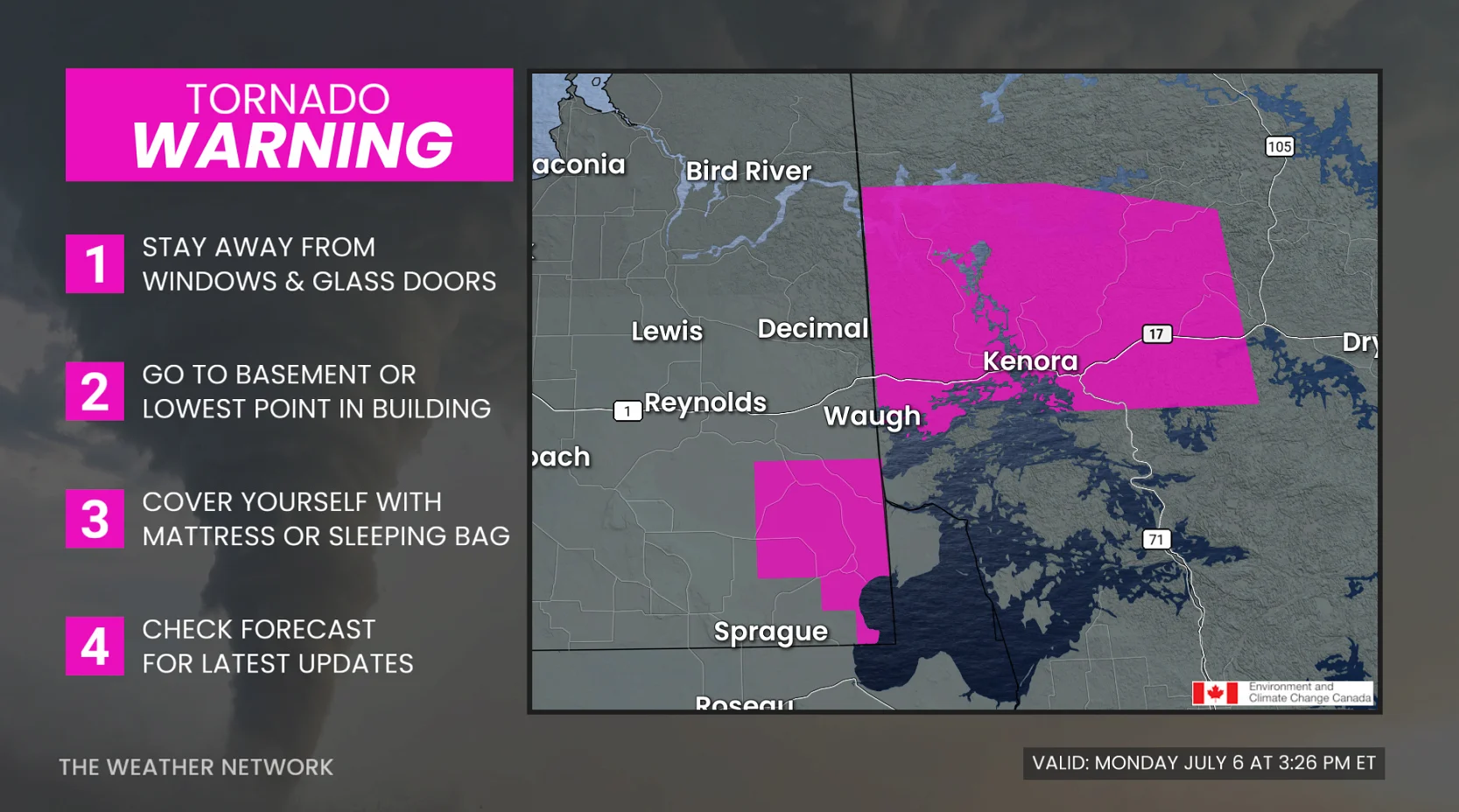 Manitoba and NWO tornado warnings 1 - July 6, 2026