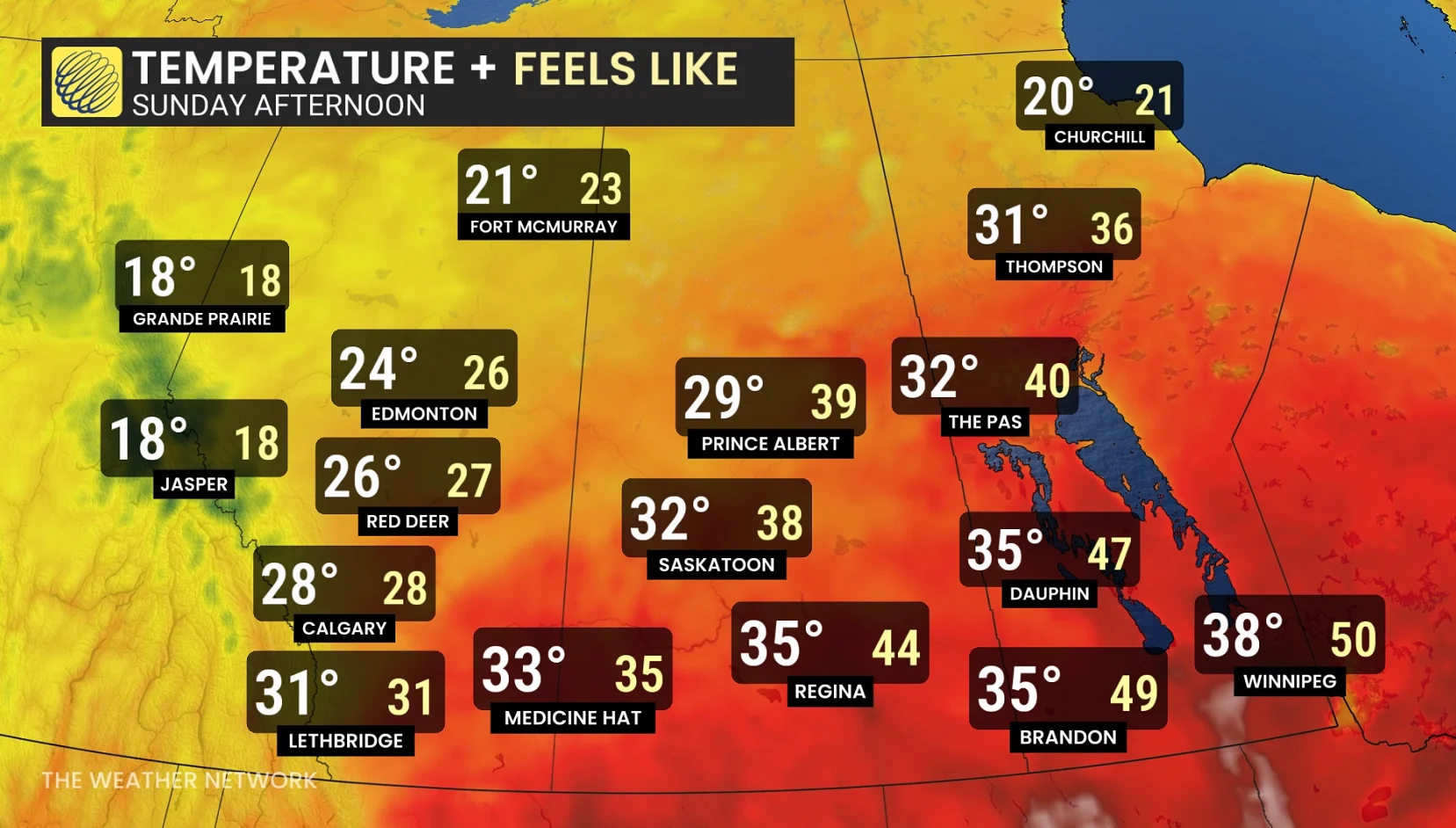 Prairies Temperature Feels Like Sunday