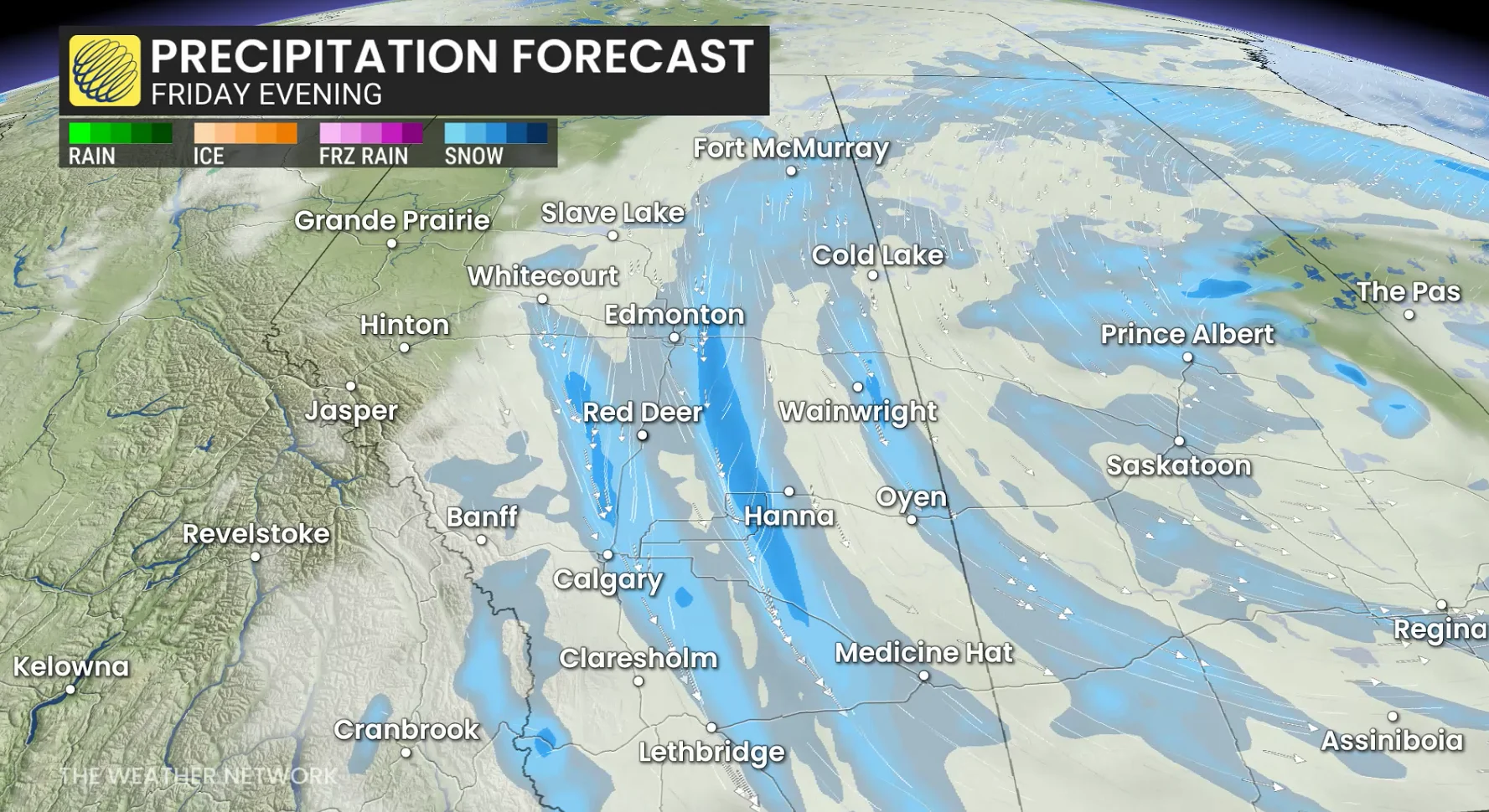 Baron - Alberta precipitation Friday evening - April 24