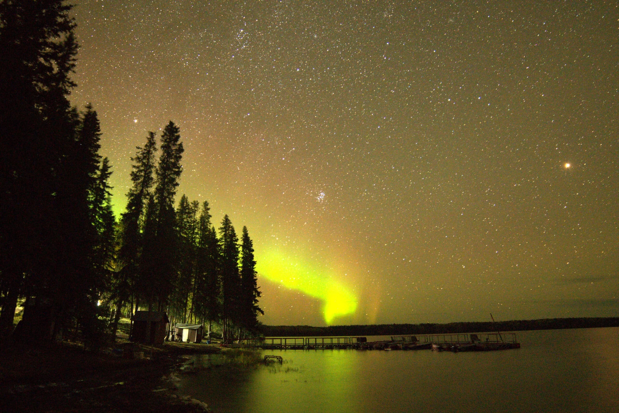 The northern lights seen in the Mbehcho Lake area. (Jeremy Williams/ River Voices productions)