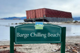 'Barge Chilling Beach' sign unveiled on Vancouver shoreline