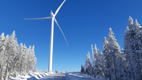 Ice can be a problem for wind turbines. Here's a Canadian