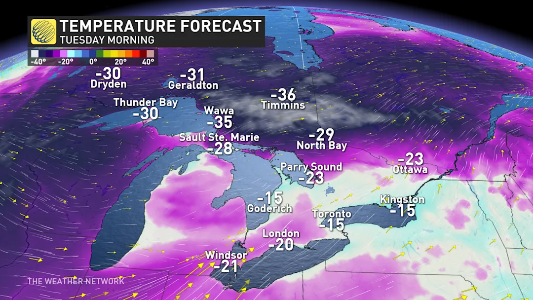 Snow squall warnings line southern Ontario amid deep Arctic chill The Weather Network