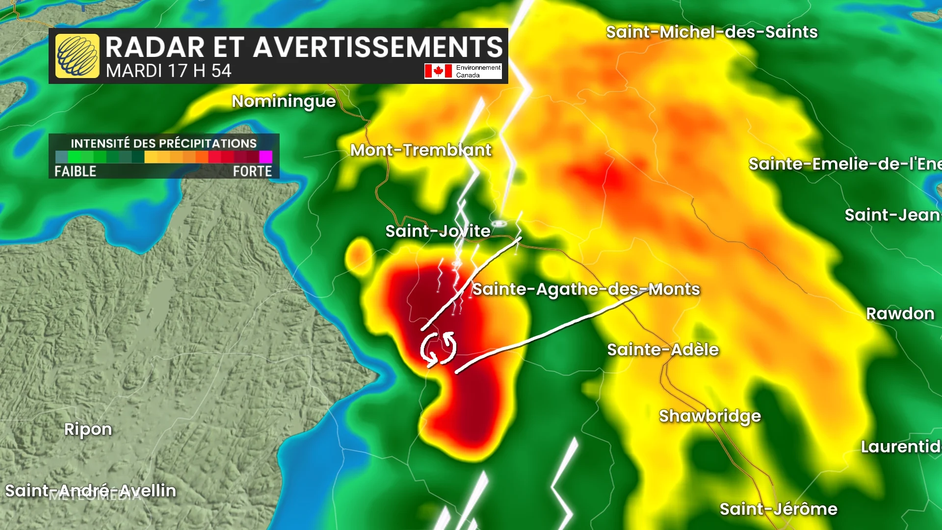 trajectoire tornade laurentides