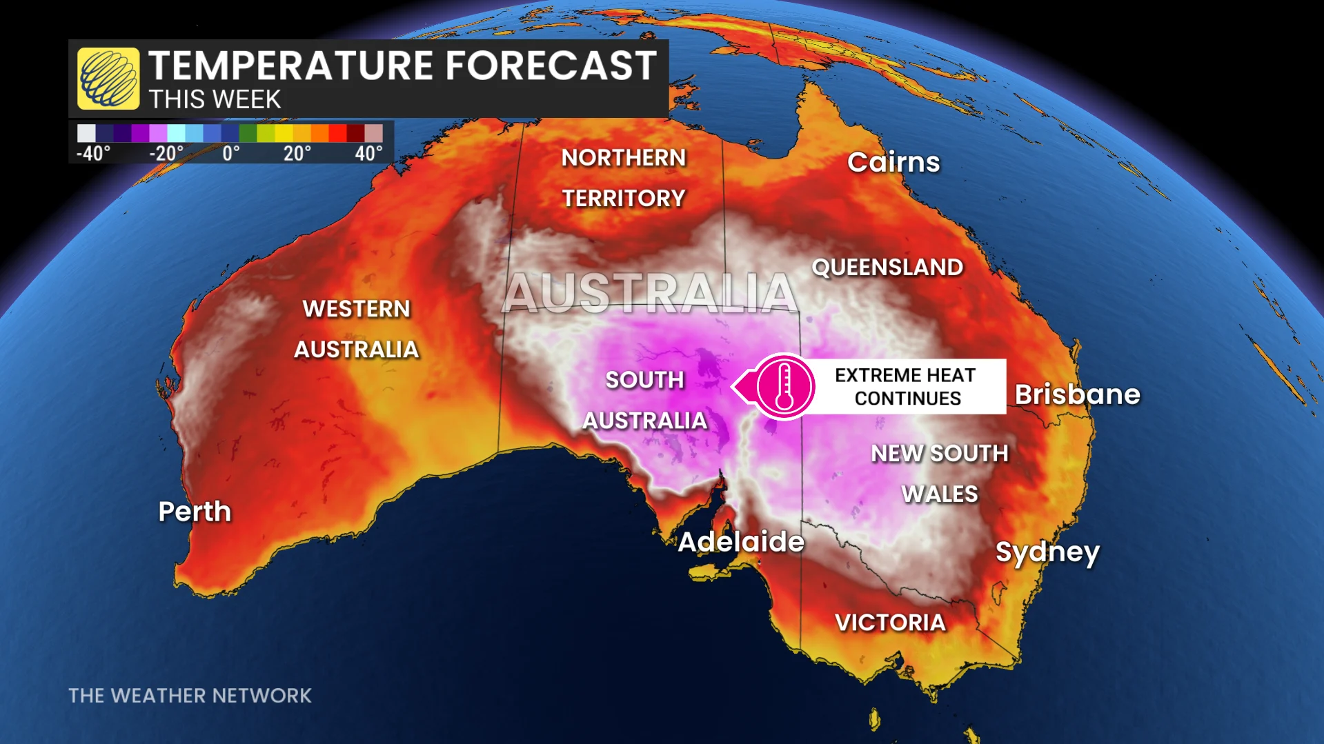 Australia temperature forecast this week