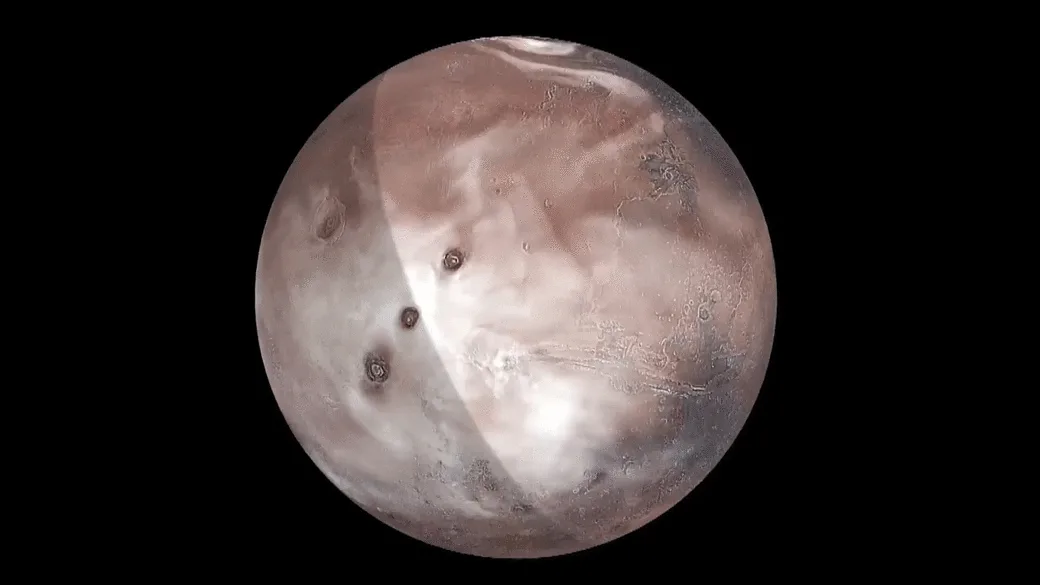 Cloudy skies on Mars modelled by NASA supercomputers