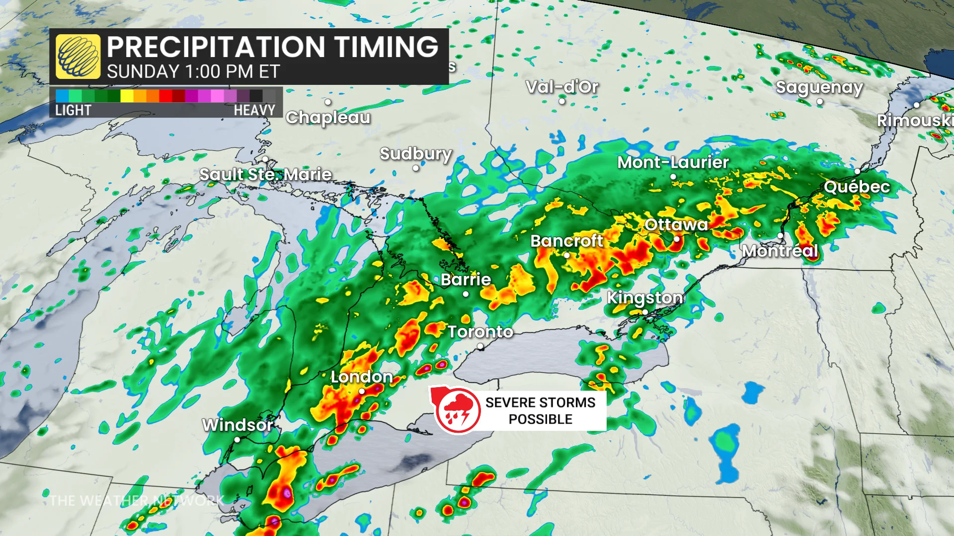 Ontario Sunday afternoon forecast storms - June 13, 2026