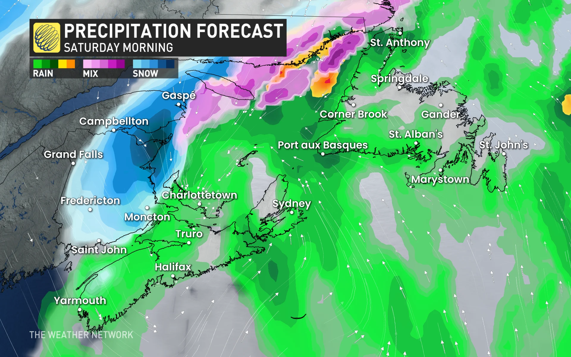 East Coast Saturday morning precipitation timing forecast