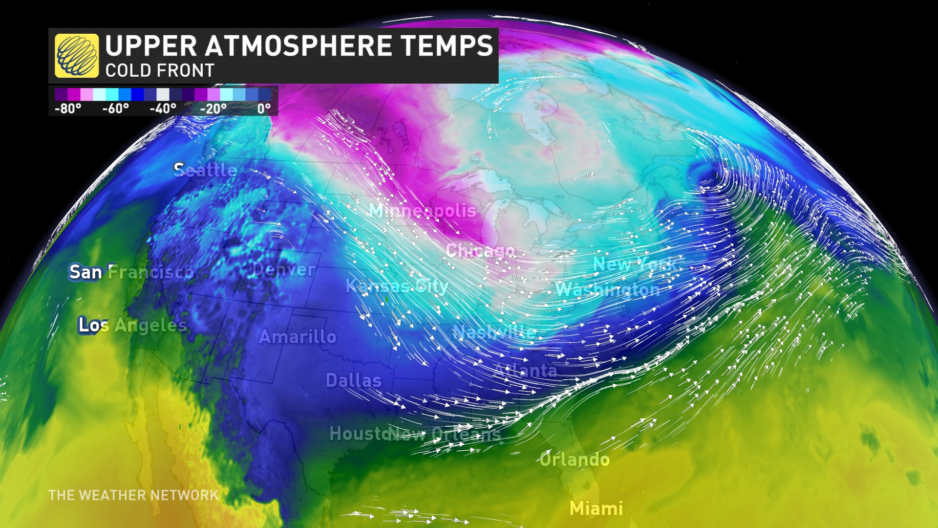 Cold air spilling over Canada US