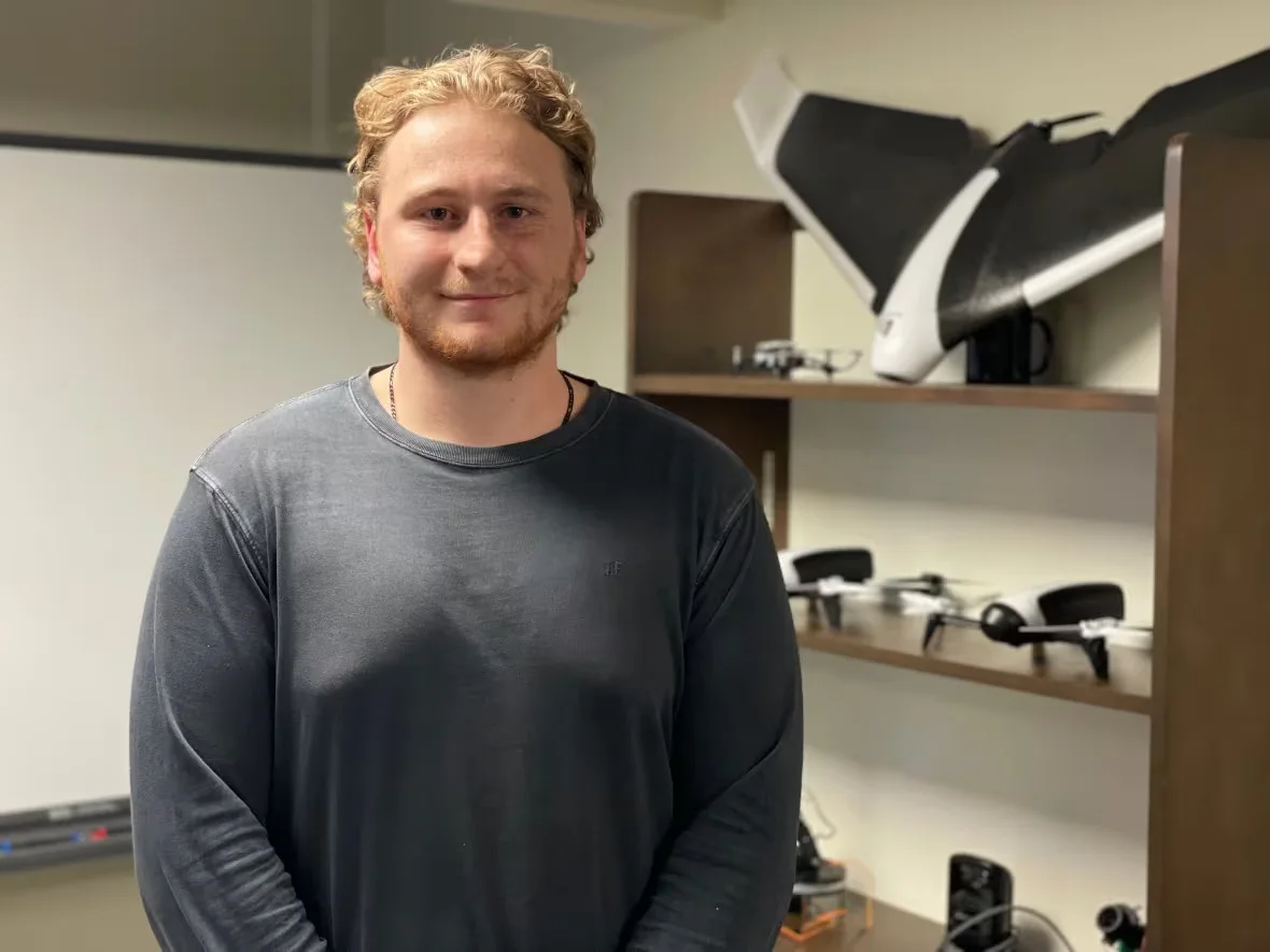 CBC: Marc-André Blais is a student researcher looking at how drones could be used to combat wildfires. (Alexandre Silberman/CBC)