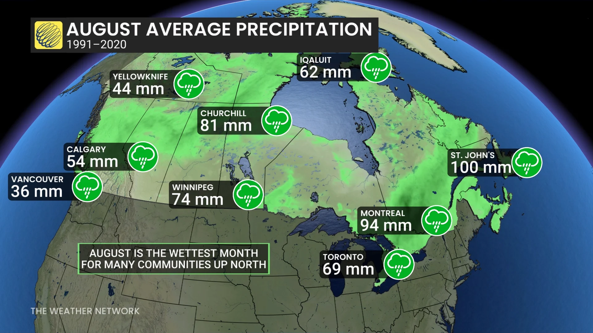August Average Precipitation Canada