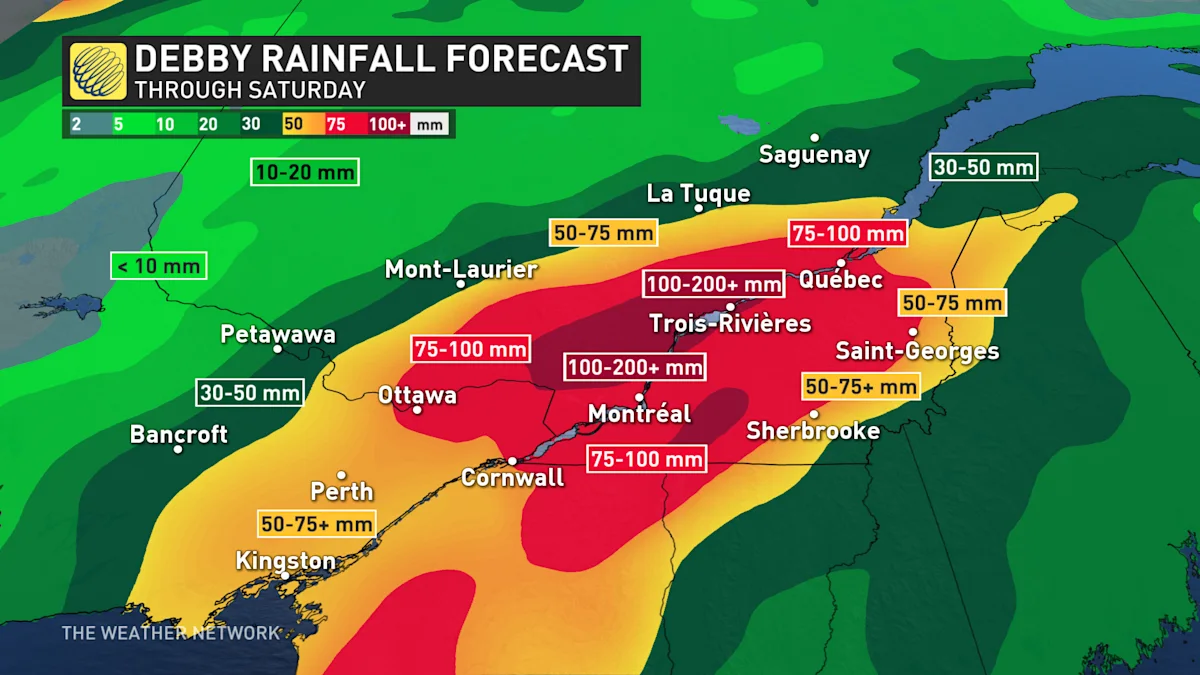 Heavy rains drench southern Quebec, leading to flooding and event ...