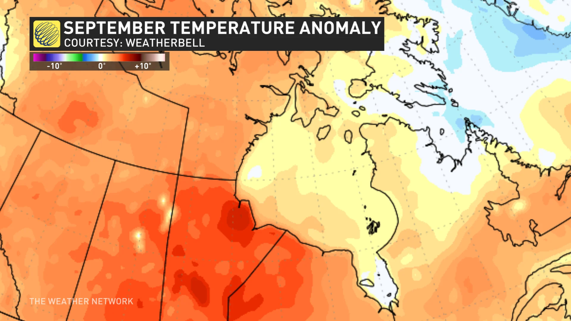 September 2024 temperature anomaly Canada