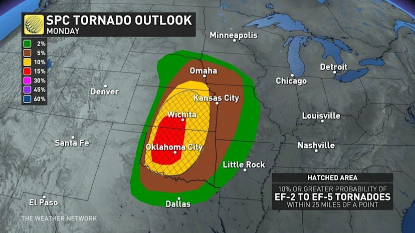 Strong tornadoes, 'giant' hail possible Monday as storms target U.S ...