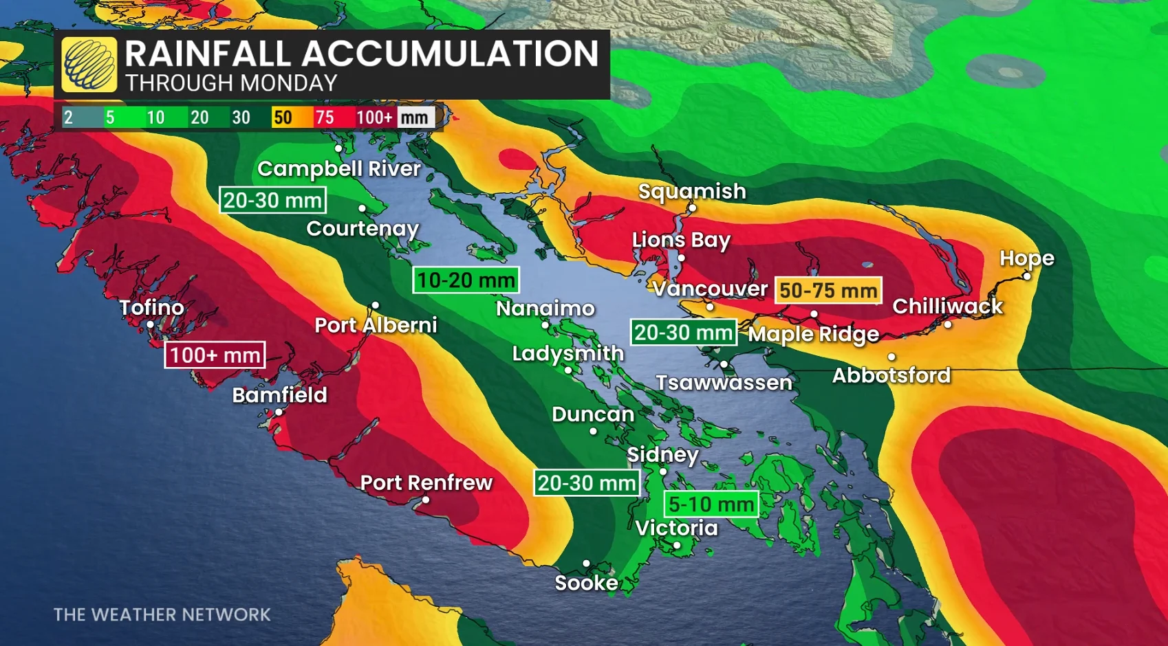 BC Precipitation Through Monday