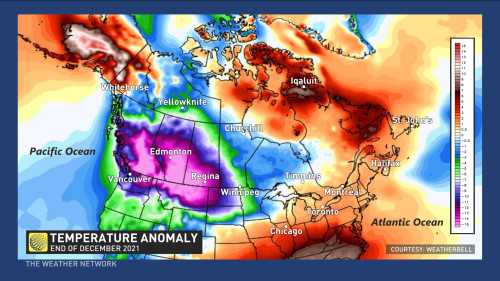 cold temperature anomaly in canada