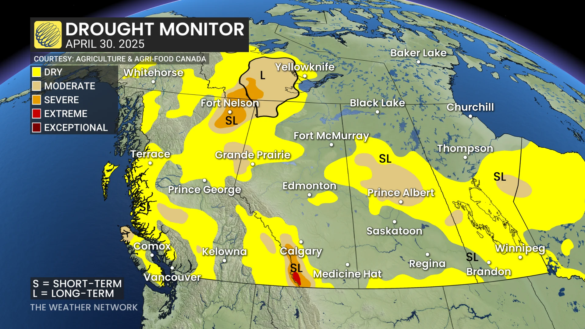 Western Canada drought monitor - April 30