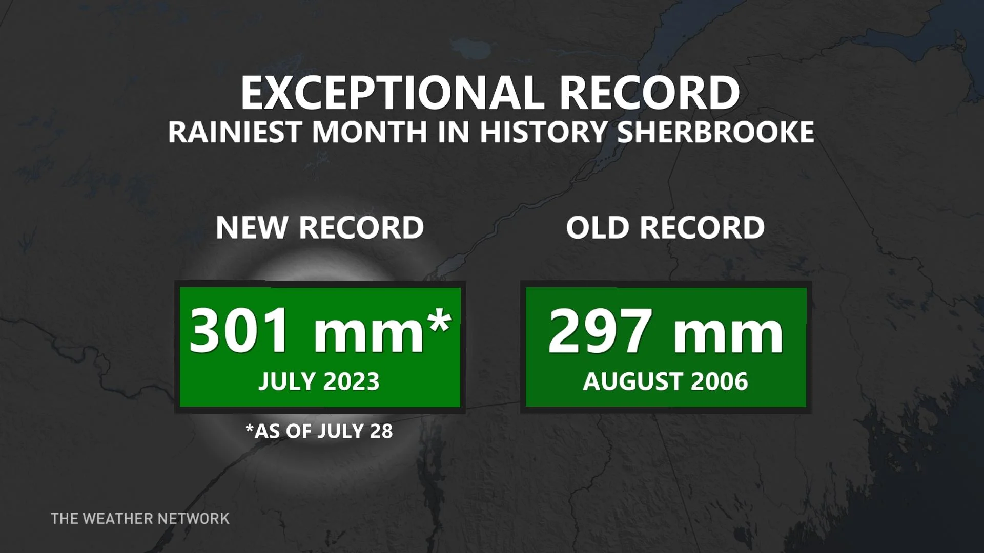 Wettest Month Sherbrooke Quebec July 2023
