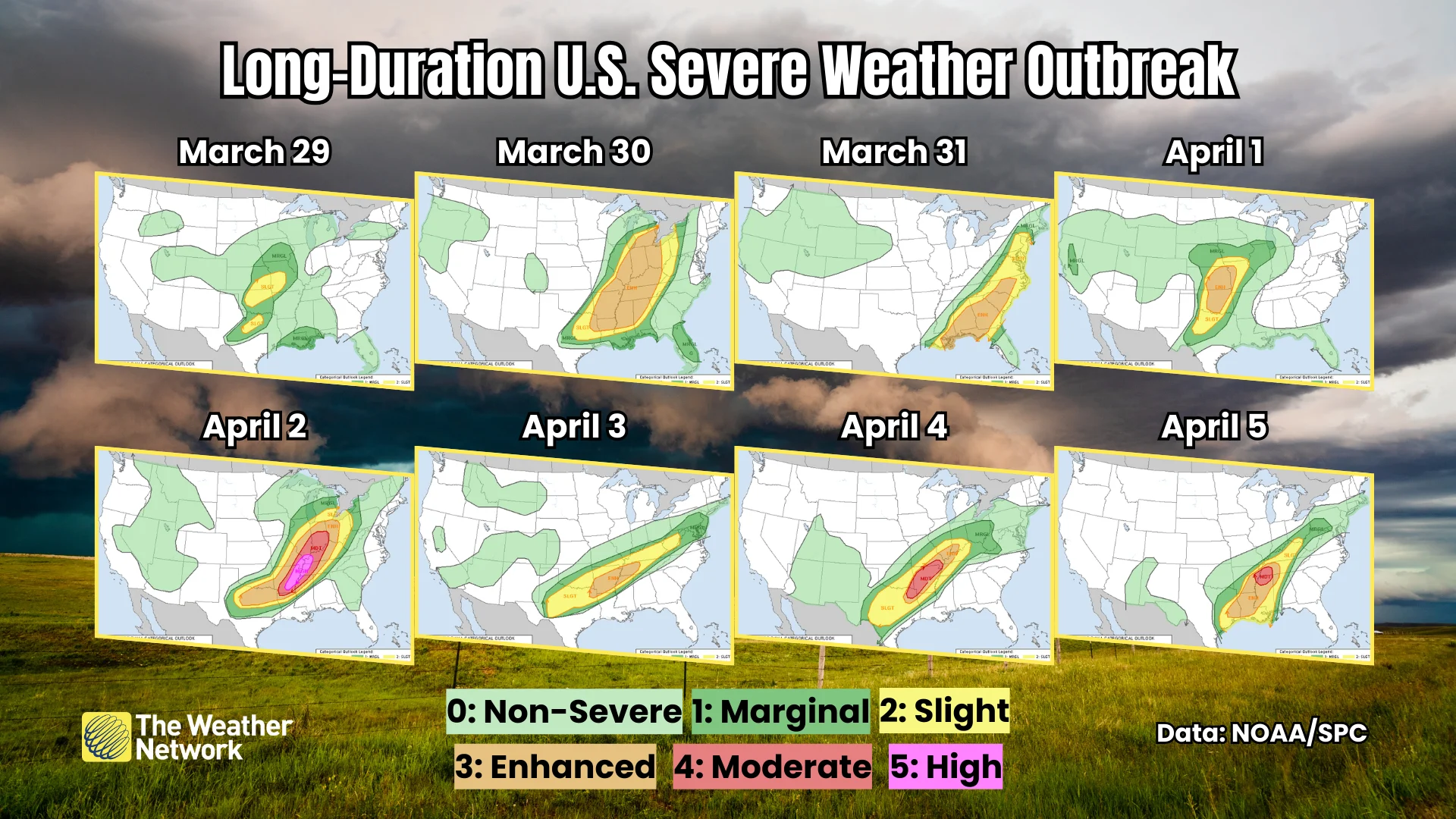 Long-Duration US Severe Weather March April 2025