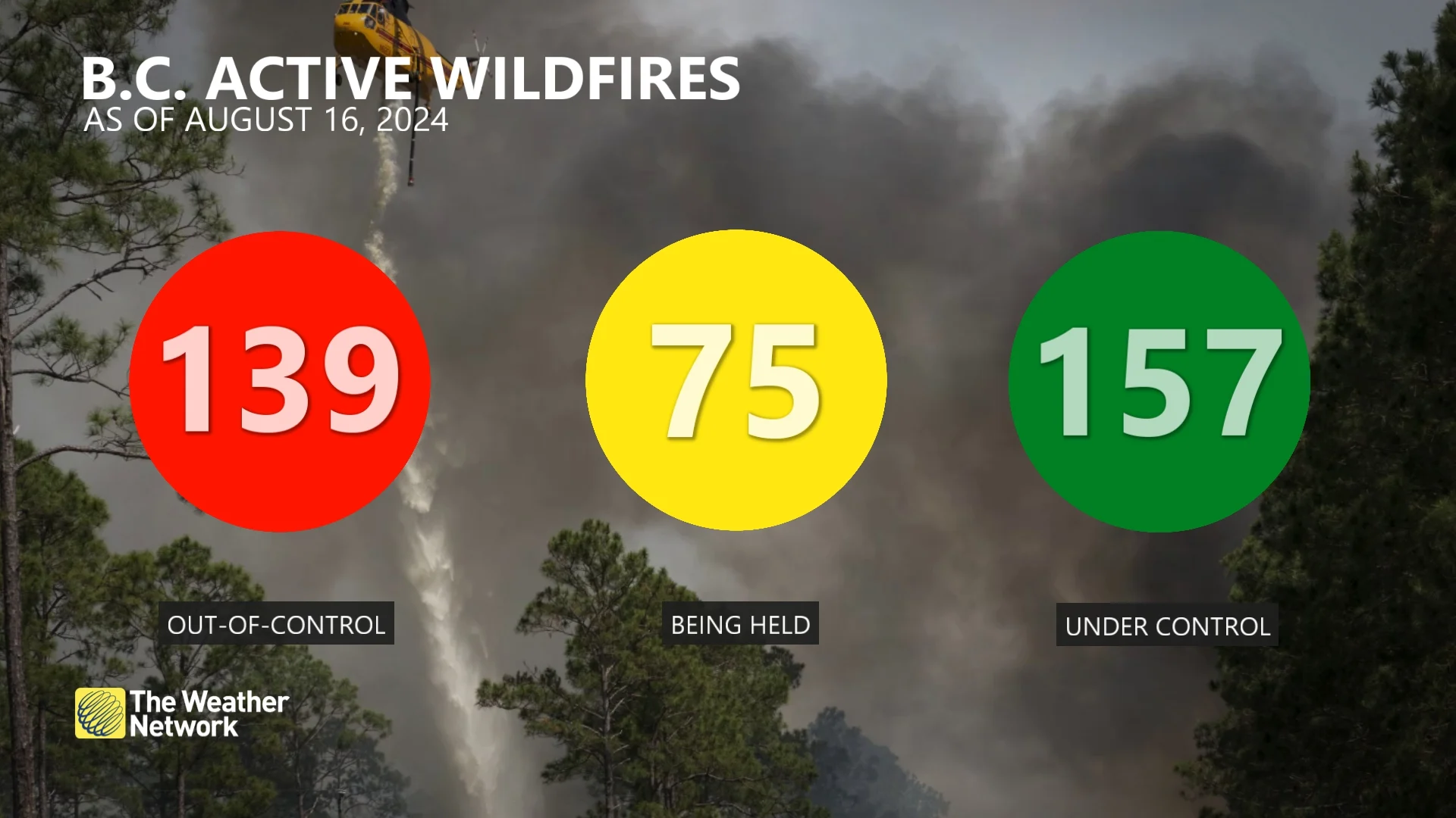 B.C. active wildfires updated Aug. 17, 2024