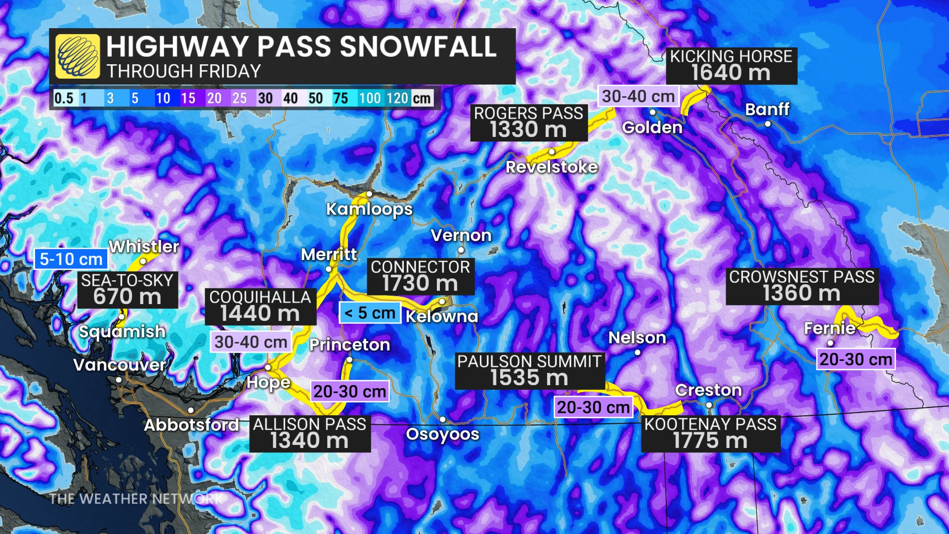 B.C. highway pass snow through Friday